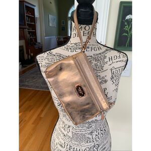 Michael Kors Rose Gold Iridescent Clutch Purse Wallet Carry All Wristlet
